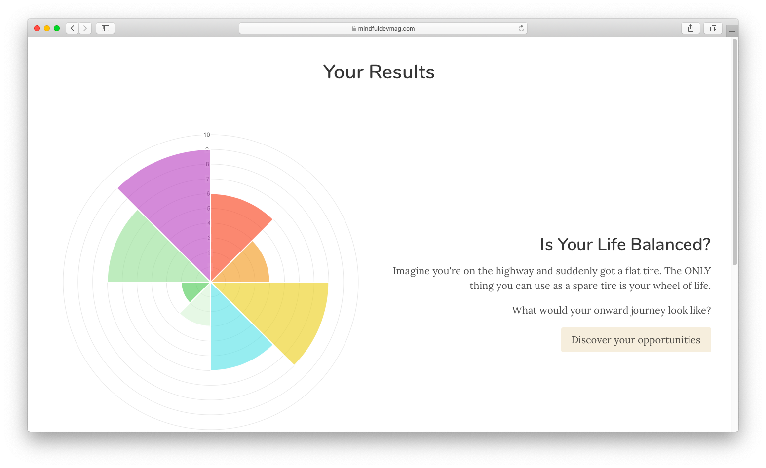 wheel of life result page