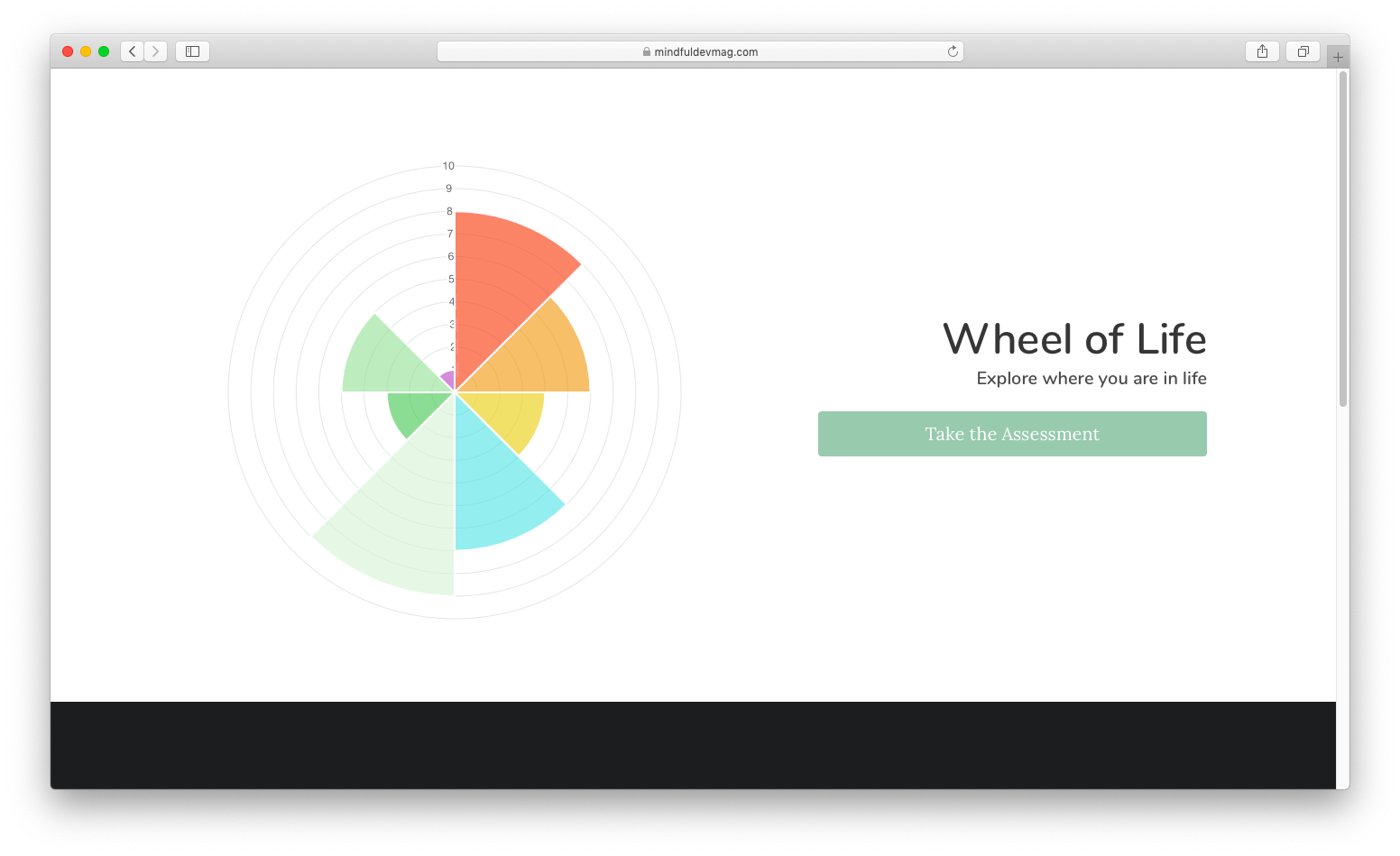 wheel of life assessment welcome page
